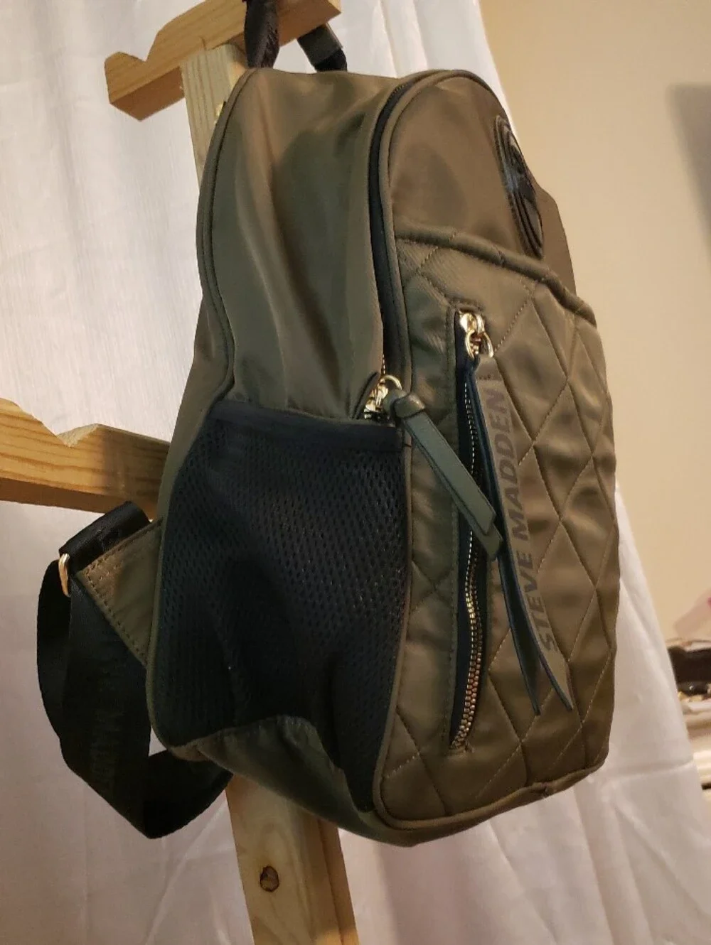 Steve Madden Olive Green Quilted Backpack